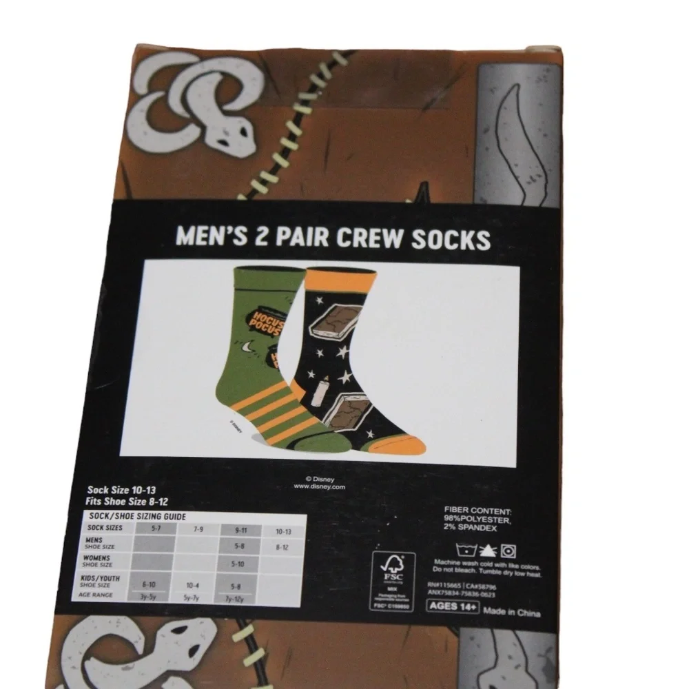 Disney Hocus Pocus Crew Socks Mens 8-12 2‎ Pair